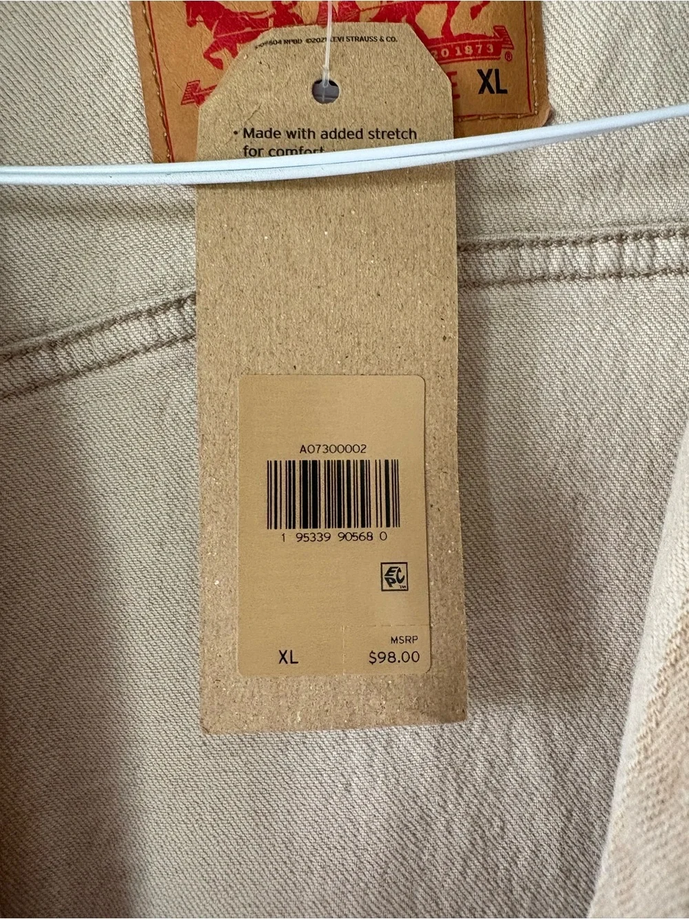 Brand New Levi's Stock Trucker Jacket XL Beige Corduroy Collar - Picture 6 of 6